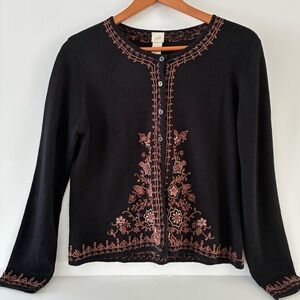 J Jill Classic Embroidered Cardigan Size Small.